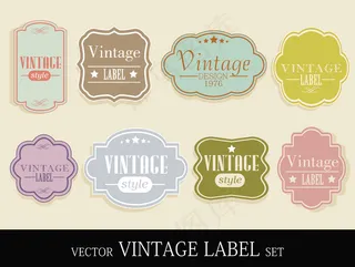 集优雅而简单的彩色的复古标签容易编...