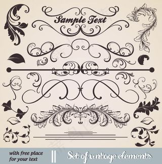 欧洲古典花纹花边矢量素材03