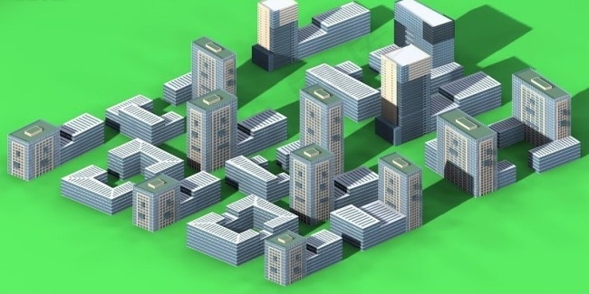 城市规划商城商业街办公楼建筑模型