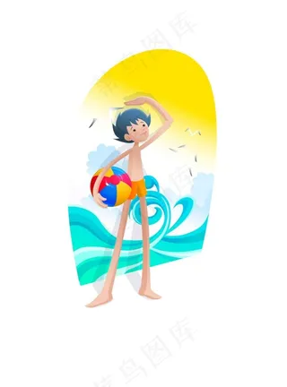 海边游泳的孩子