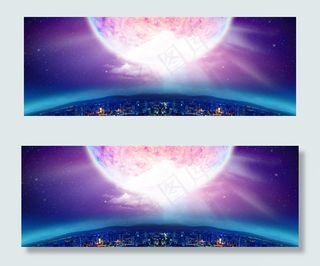 紫色浪漫七夕 中秋高清海报背景