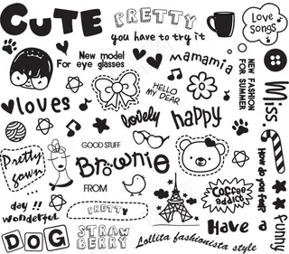 个性涂鸦英文艺术字矢量图 AI