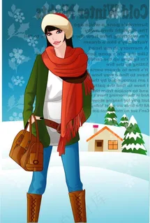 冬天雪景女性矢量图5