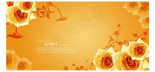 黄色底纹花纹海报