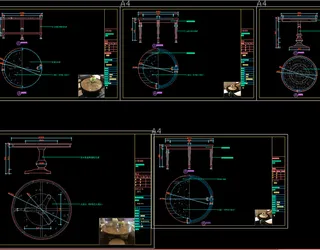 美式圆角几圆茶几餐台CAD图纸
