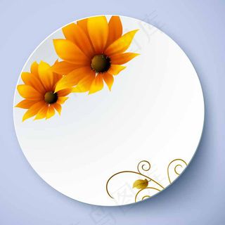 黄色花朵盘子花纹