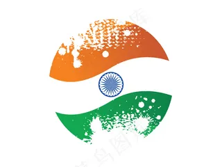 在印度国旗颜色的蹩脚的按钮