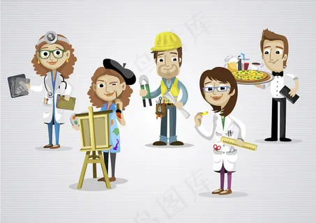 5款卡通职业人物设计矢量素材