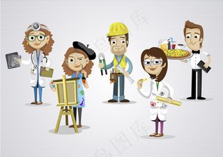 5款卡通职业人物设计矢量素材