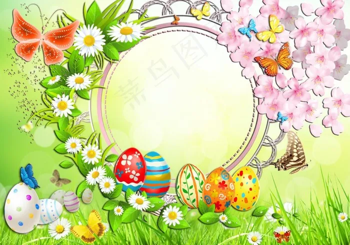 快乐复活节相框模板图片(4800X3639(DPI:300))psd模版下载