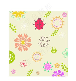 AI矢量素材叶子花朵甲壳虫