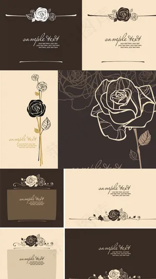 玫瑰折页封面矢量素材图片