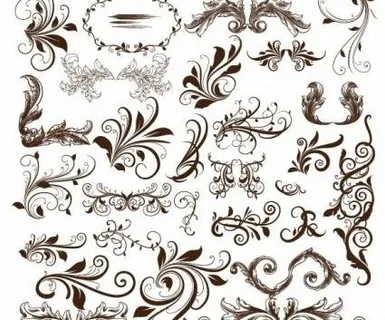 涡流花卉元素矢量插图