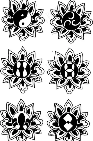 花朵 八卦 矢量线图