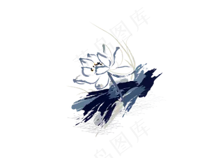 手绘水墨荷花荷叶图片素材