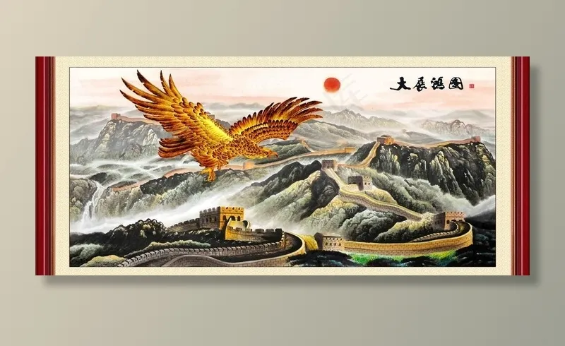山水画 壁画 巨幅图片(5906X2953(DPI:300))psd模版下载
