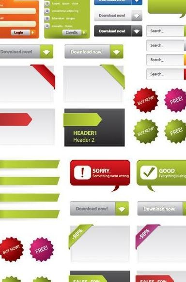 炫彩网页元素矢量素材