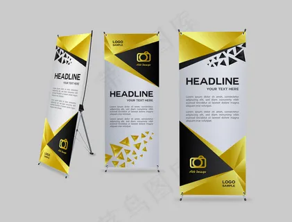 黄色 晶格 菱形 展架 商务