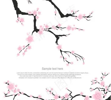 春天的树枝矢量素材图片