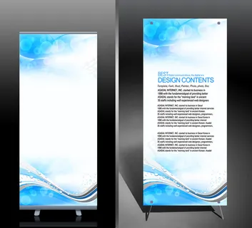 蓝色炫彩科技x展架易拉宝PSD模板...