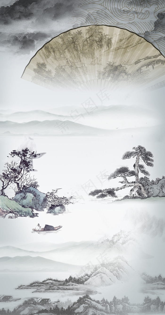中国风背景素材(1920X3669(DPI:300))psd模版下载