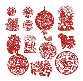2015羊年元素剪纸矢量素材