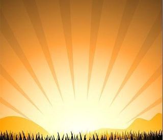 日落放射光芒小草剪影等元素