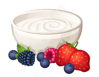 自制水果美味酸奶矢量图