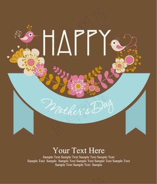 可爱卡通母亲节插画矢量素材