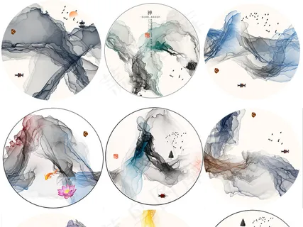 水墨中国风山水建筑风景png素材山...