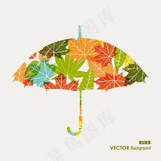 色彩雨伞矢量素材-2