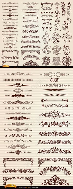多款欧式复古花纹边框底纹矢量素材