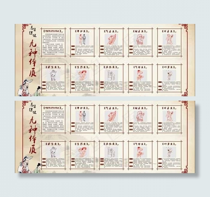 中医九种体质图片(210X297)cdr矢量模版下载