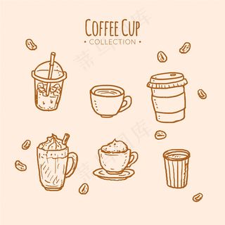 创意手绘咖啡杯插画设计