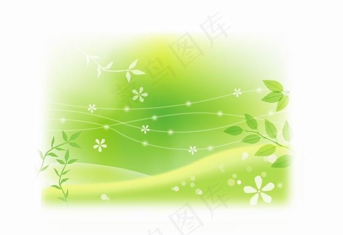 韩国绿色春天花纹矢量素材25