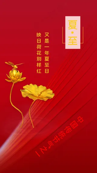 红金二十四节气夏至闪屏引导页