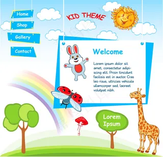 草地彩虹动物展板图片