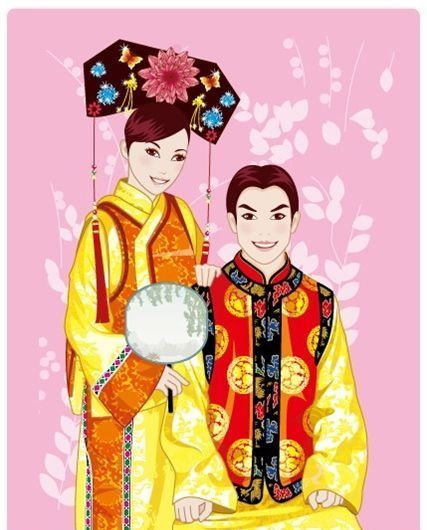 传统婚礼 矢量人物 矢量素材 AI...