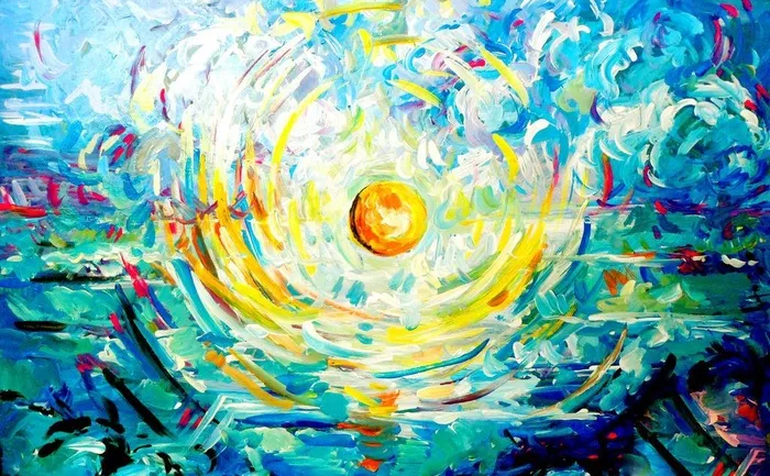 油画 明亮的太阳图片