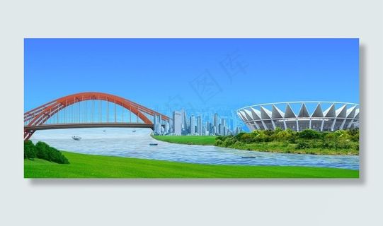 城市风景画 会议背景画图片