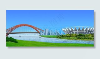 城市风景画 会议背景画图片