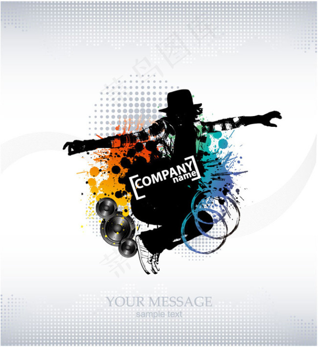 潮流花纹街舞人物音响人物剪影