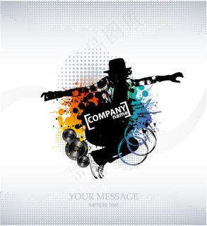 潮流花纹街舞人物音响人物剪影