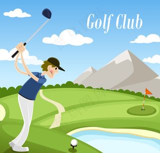 打高尔夫的男子插画