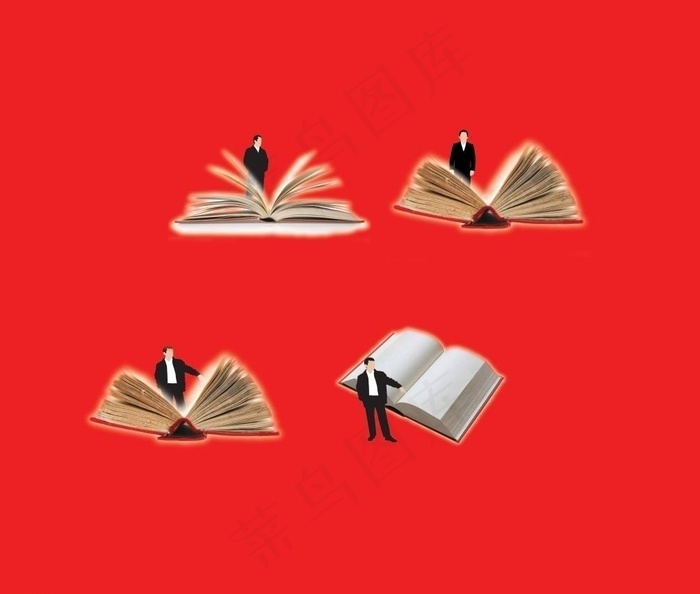 商业精英和书本的合成图片cdr矢量模版下载
