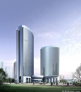 写字楼楼盘效果图psd素材图片