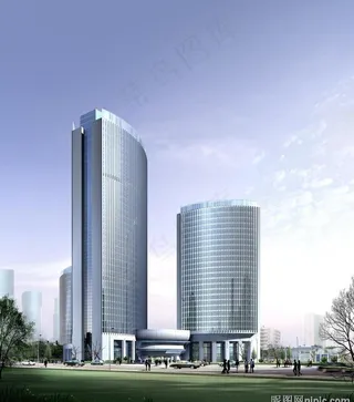 写字楼楼盘效果图psd素材图片