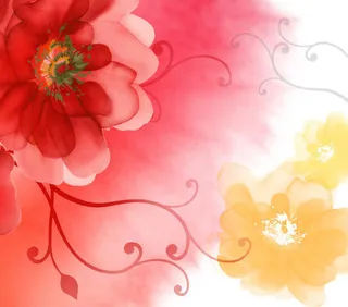 水墨画鲜花psd分层素材