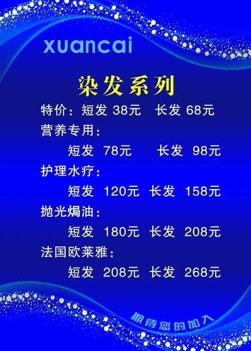 美发价目册psd分层素材psd模版下载