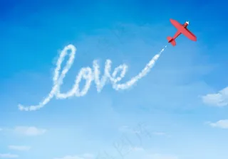 蓝色天空  love形状高清图片素材